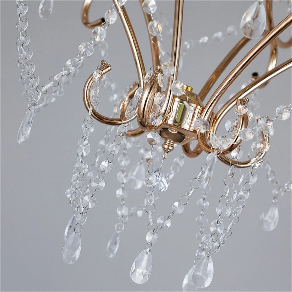 Boutique Country Style Iron Crystal Chandelier - Perfect for Hallways and Home Décor