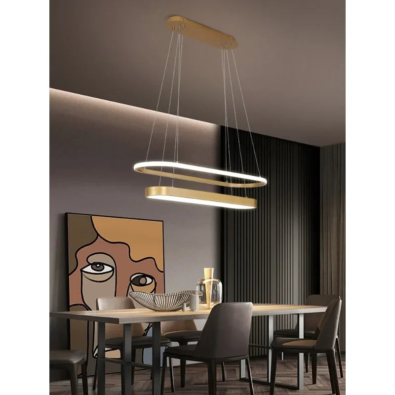 Stylish Gold Ring Chandelier Perfect for Dining Rooms & Offices