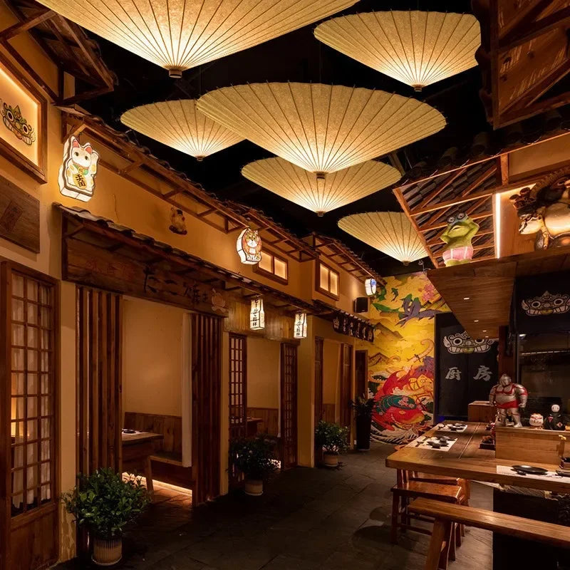 Wabi-Sabi Rice Paper Pendant Lamp – Dining Room & Restaurant Lighting Solution