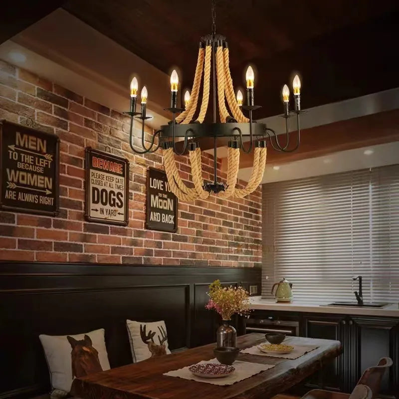 Retro Hemp Rope Lighting Ideal For Restaurants & Lofts