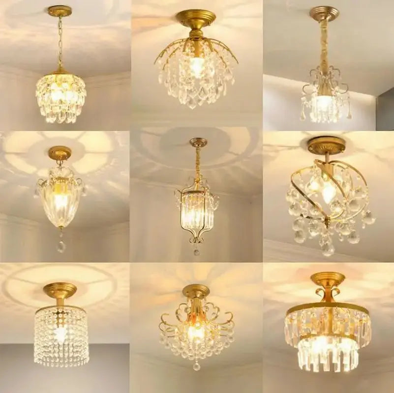 Stylish Small Crystal Chandelier Gold & Black Lustre Lighting for Bedroom & Study