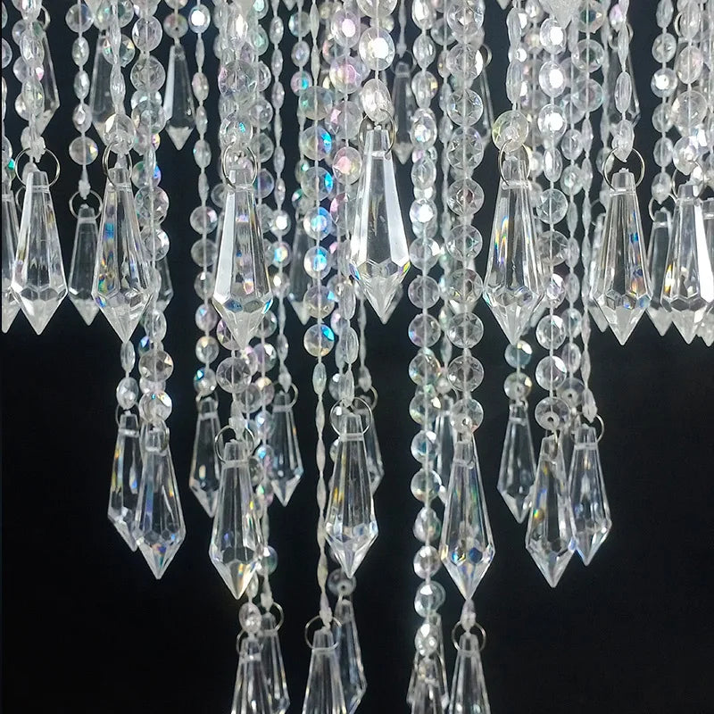 Glamorous Luxury Metal Circle Ring Backdrop with Spiral Chandelier for staircase And Space Decor