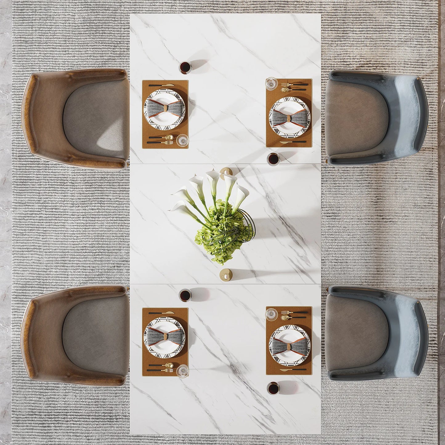 Spacious Tribesigns 63 Inch Faux Marble Dining Table for Any Space