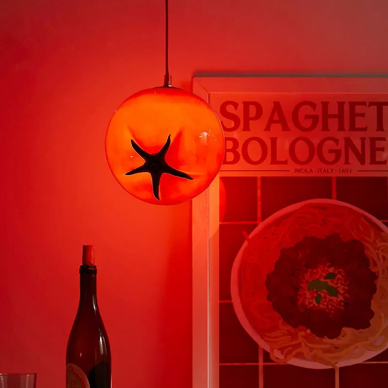 Aesthetic Tomato Pendant Lamp for Bedside, Living Room, or Kitchen