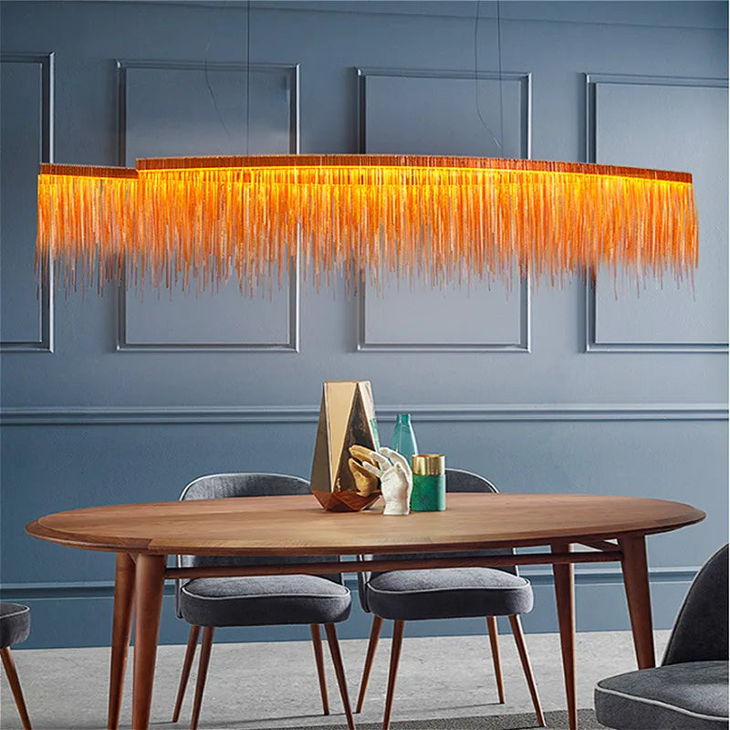 Luxury Tassel Chain LED Restaurant Chandeliers for Living Room, Club, Hotel, Reception