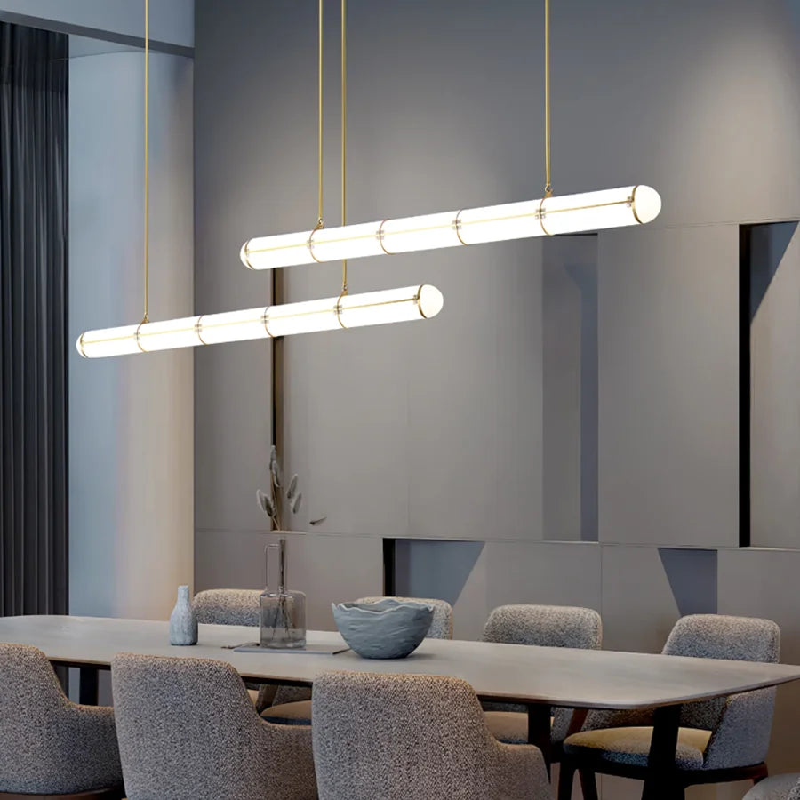 Cylindrical Hanging Chandelier Perfect for Dining Room & Kitchen Islands