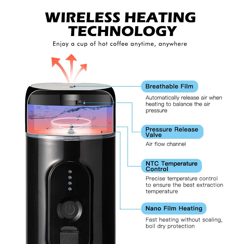 Wireless Portable Coffee Machine for Travel, Camping, Office