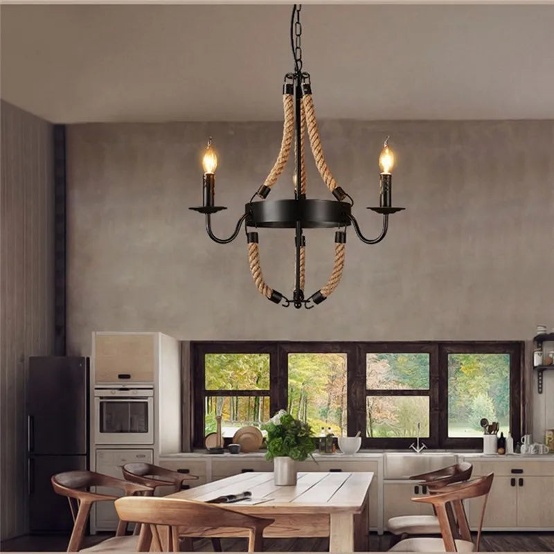 Retro Hemp Rope Lighting Ideal For Restaurants & Lofts