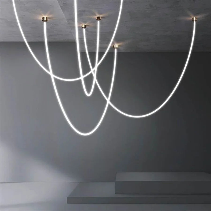 Silicone Long Tube LED Chandelier for Modern Spaces
