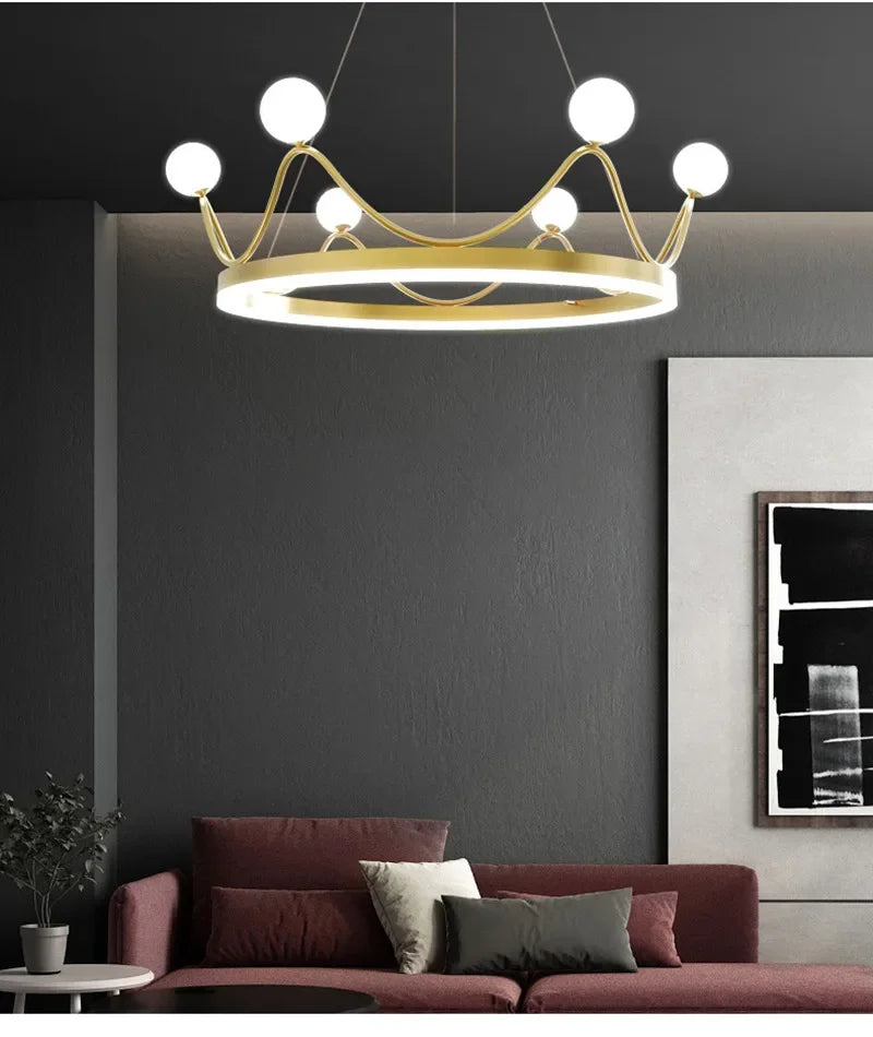 Luxury Crown LED Chandelier for Kids' Rooms & Nurseries
