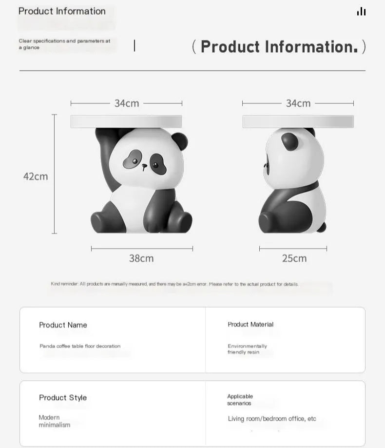 Resin Panda Design Living Room Side Table