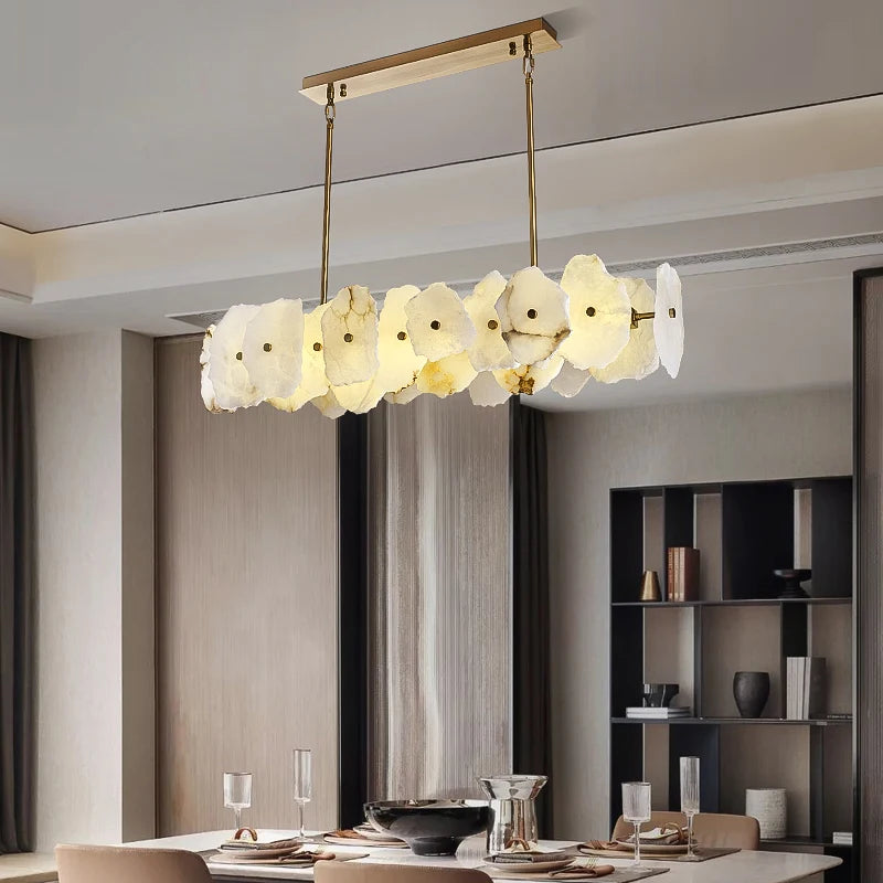 Unique Marble LED Chandelier Perfect for Bedrooms, Foyers & Dining Spaces