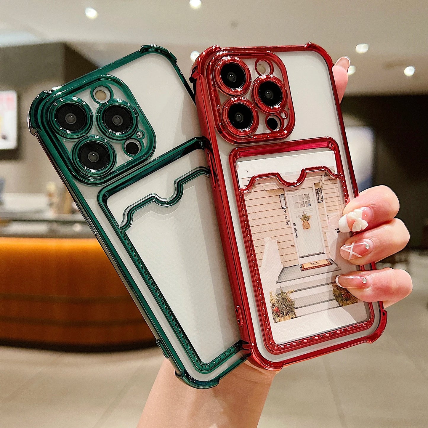 Sleek & Stylish Transparent Plating Phone Case: Soft Silicone Shockproof Wallet for iPhone 15/14/13/12/11 Pro Max Plus!