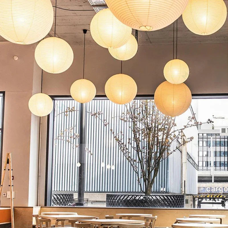 Handmade Rice Paper Hanging Light for Study, Café & Bedroom
