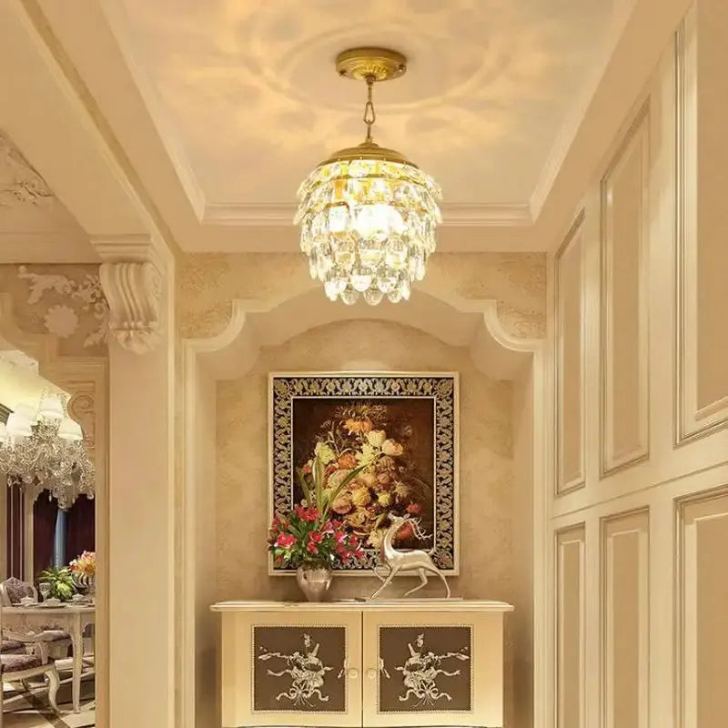 Stylish Small Crystal Chandelier Gold & Black Lustre Lighting for Bedroom & Study