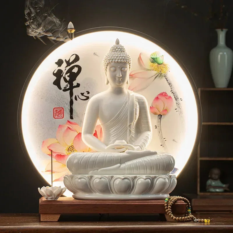Ceramic Buddha Statue Lamp Divine Touch for Your Living Space