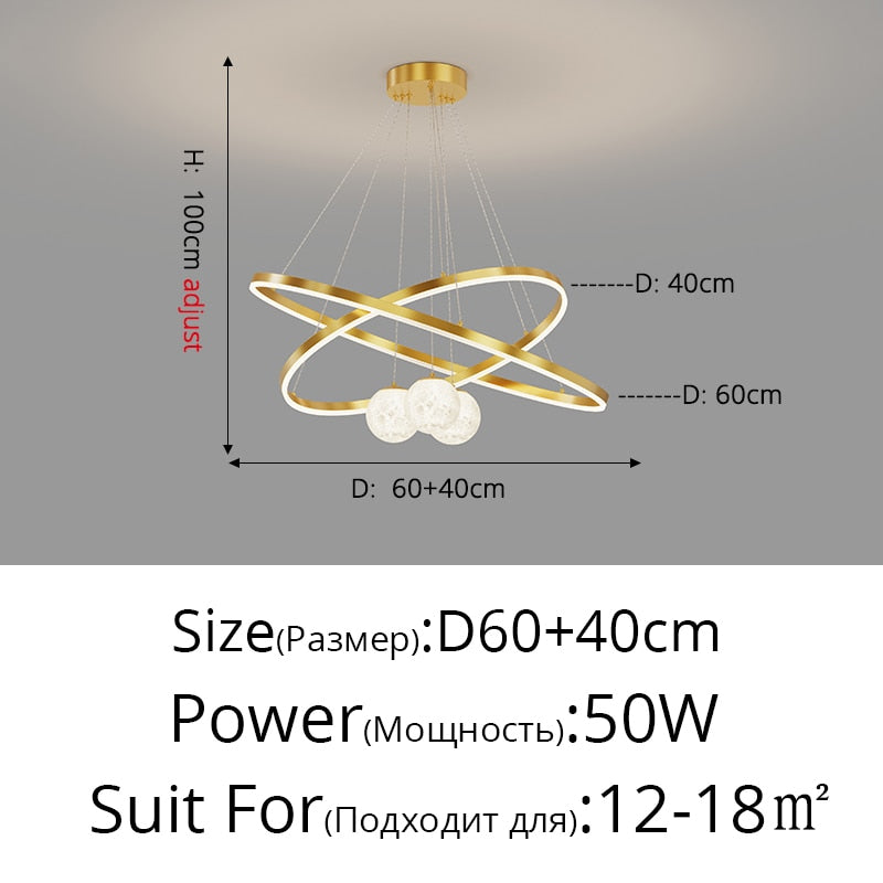 Modern Minimalist LED Ceiling Chandelier for Living Room, Bedroom, or Dining Room
