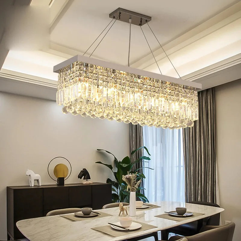 Modern LED Crystal Chandelier Hanging Light for Dining Rooms, Bedrooms & Living Spaces
