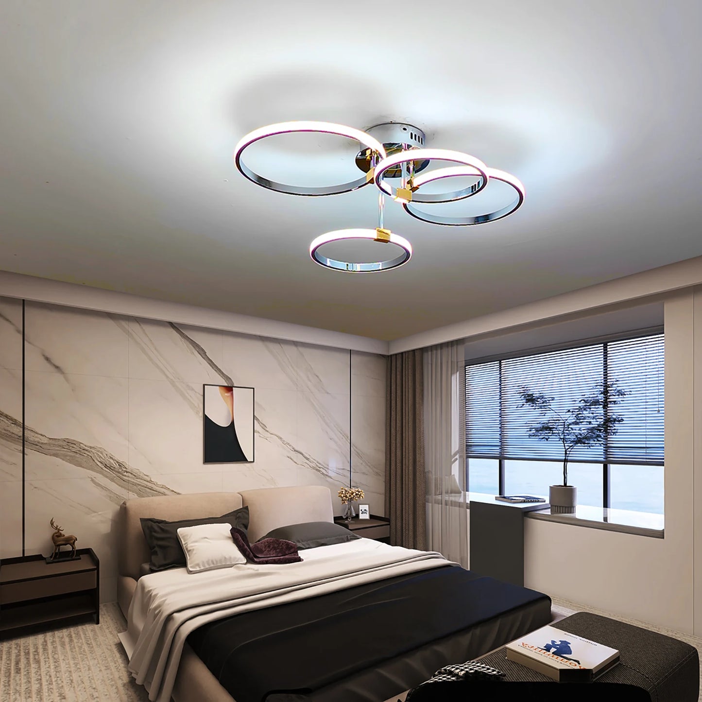 Luxury 4-6 Ring LED Chandelier Perfect for Living Rooms & Bedrooms