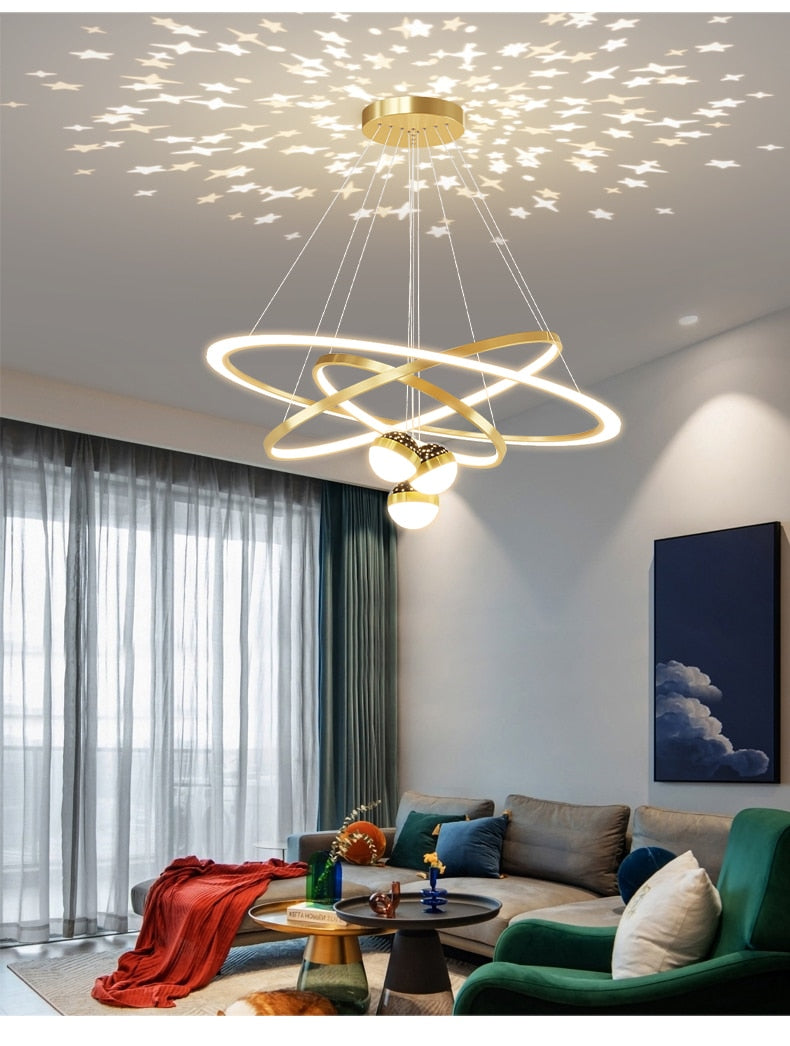 Modern Minimalist LED Ceiling Chandelier for Living Room, Bedroom, or Dining Room