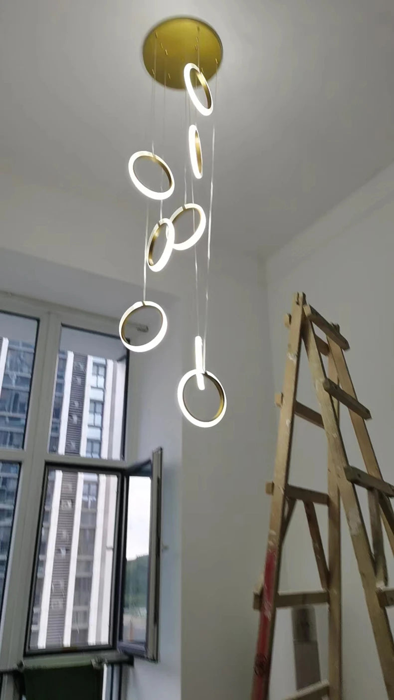 Chic Circular Pendant Lamp Ideal for Stairs and Indoor Decor