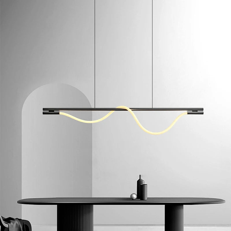 Scandinavian Long Strip Chandelier for Study, Bar & Dining Spaces