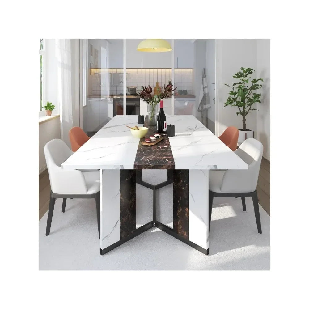 Spacious & Stylish Large Rectangular White Table with Adjustable Legs