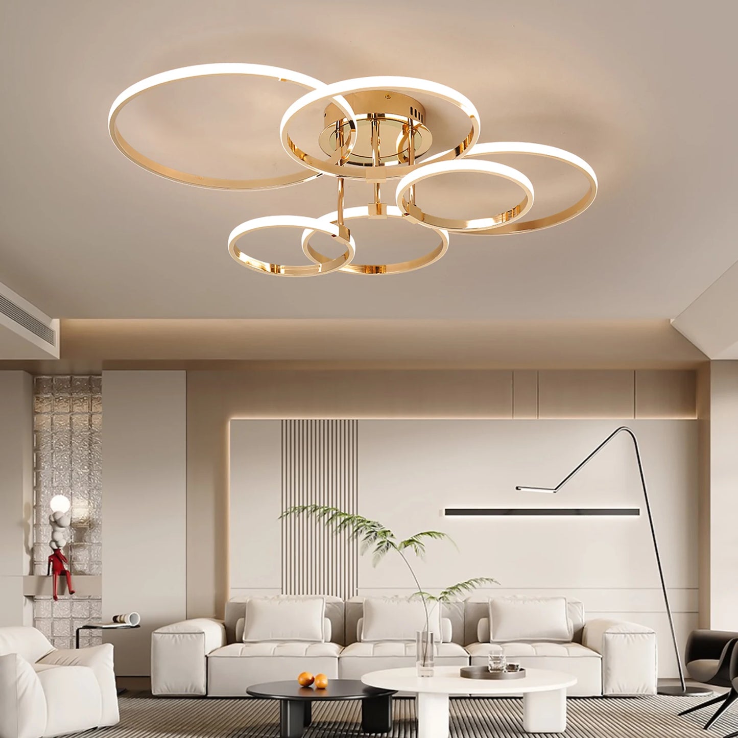 Luxury 4-6 Ring LED Chandelier Perfect for Living Rooms & Bedrooms