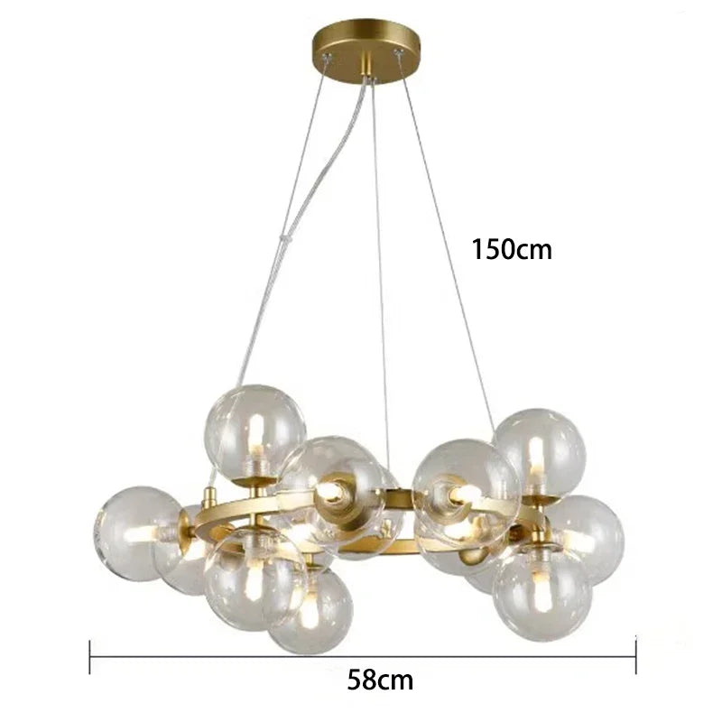 Modern Glass Bubble Chandelier Elegant Round Pendant Light Perfect for Living, Dining & Bedroom Spaces