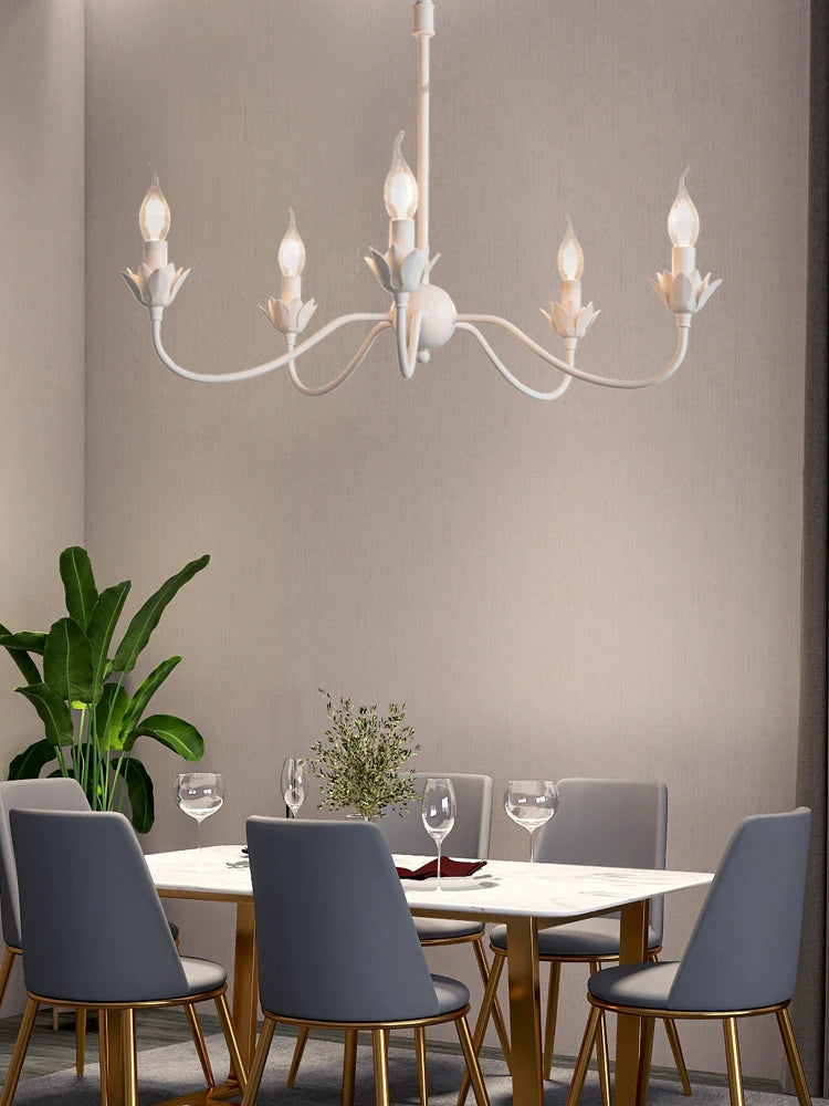 Unique White Flower Chandelier for Bedroom or Foyer