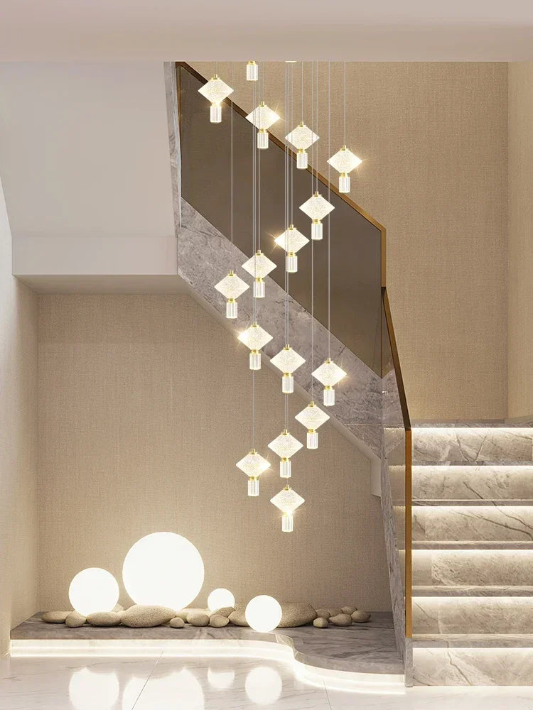 Duplex Staircase Chandelier Perfect for Villas, Lofts & Apartments