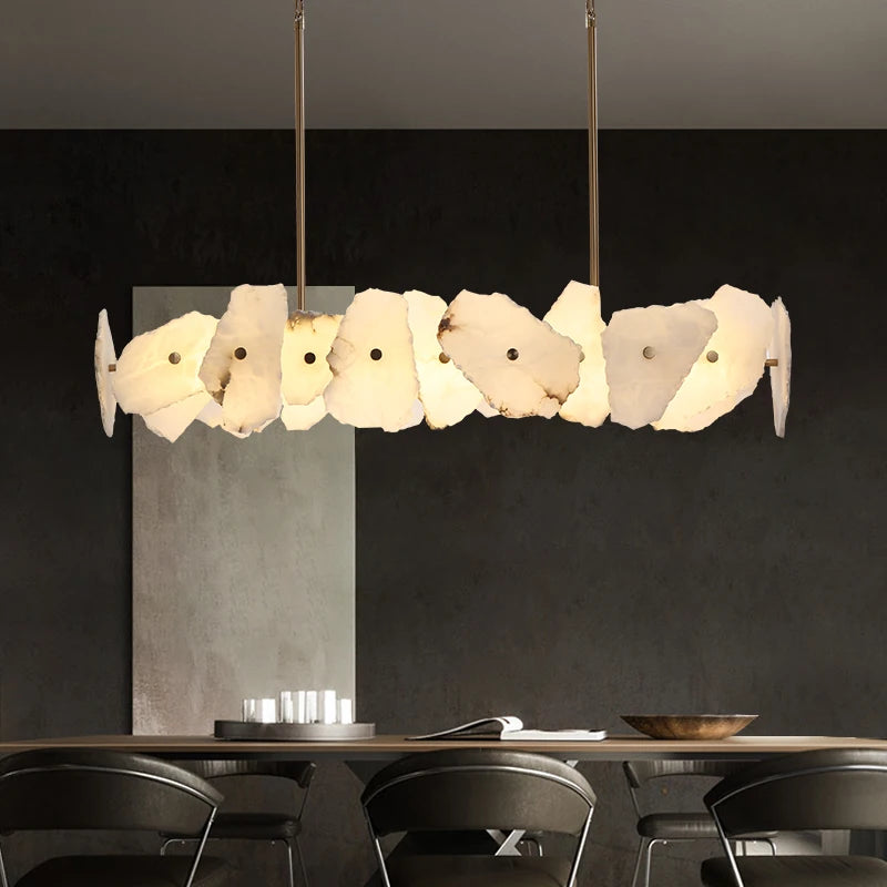 Unique Marble LED Chandelier Perfect for Bedrooms, Foyers & Dining Spaces