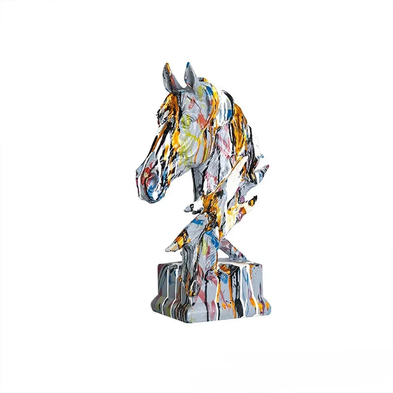 Colorful Nordic Horse Head Sculpture – Perfect Gift for Living Room & TV Cabinet