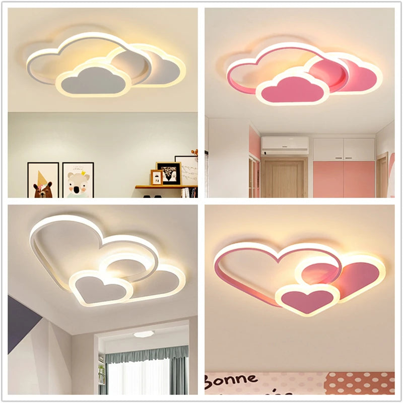 Enchanting Cloud & Heart LED Ceiling Lamp Perfect Touch for Kids’ Spaces