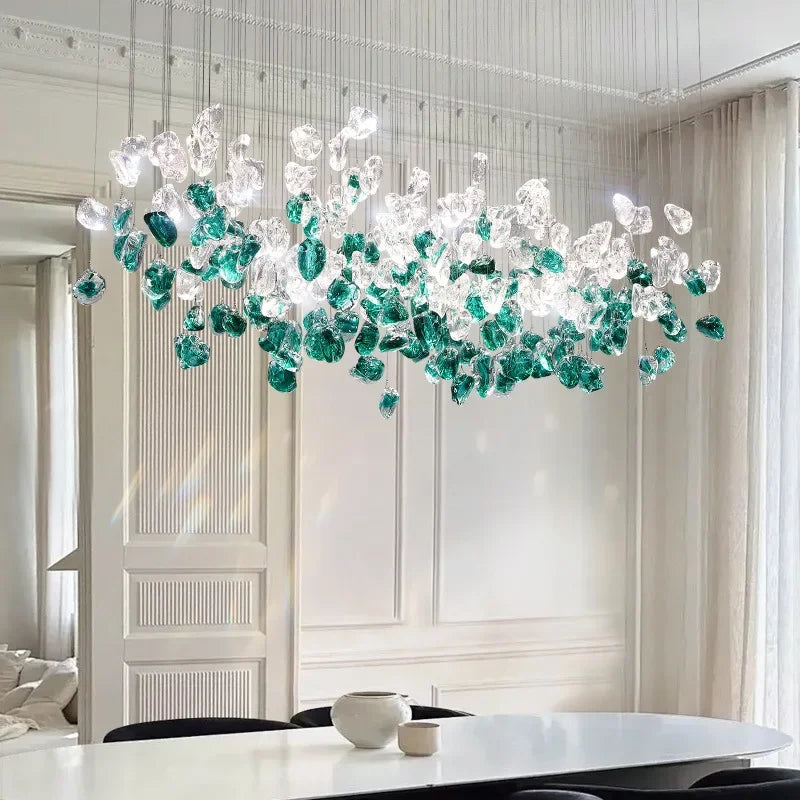Modern Stone Glass Chandeliers Elegant Pendant Lights for Dining Room, Villa & Home Decor