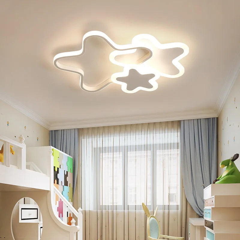 Adorable Pink Ceiling Lamp Star & Cloud Design for a Fairytale Room