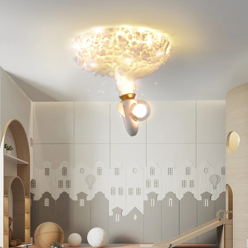Cloud & Rocket Ceiling Lamp Perfect for Study, Bedroom & Playroom