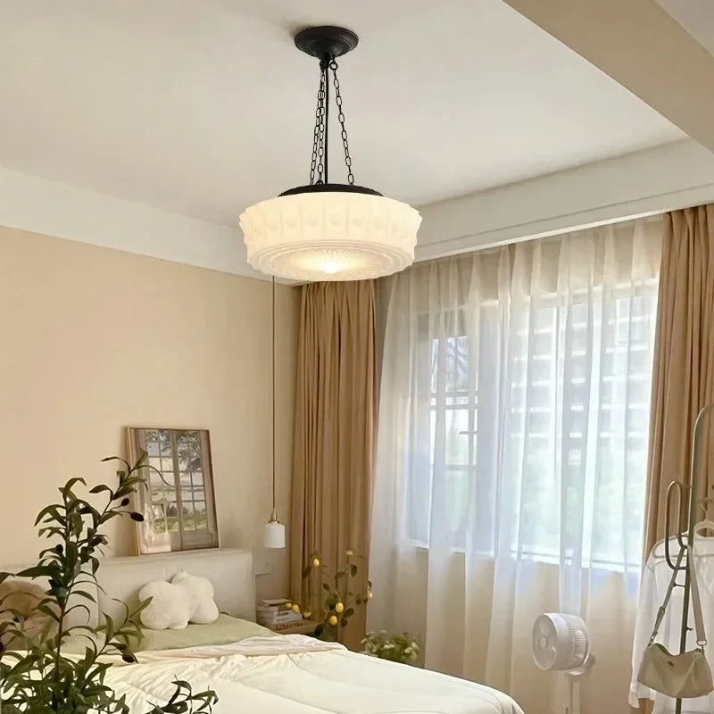 Stylish Creamy Glass Chandelier Ceiling Fixture for Home