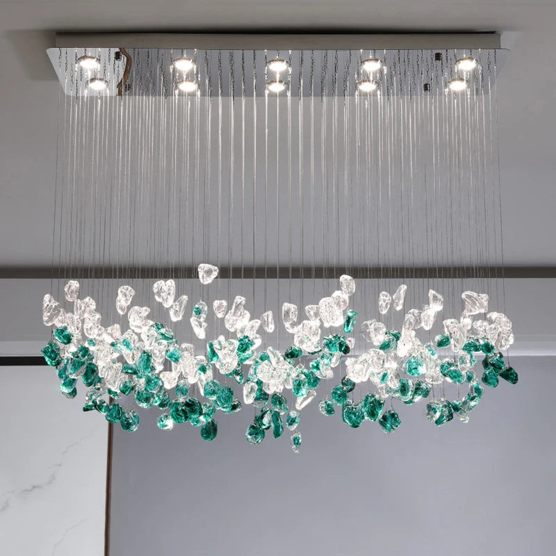 Modern Stone Glass Chandeliers Elegant Pendant Lights for Dining Room, Villa & Home Decor