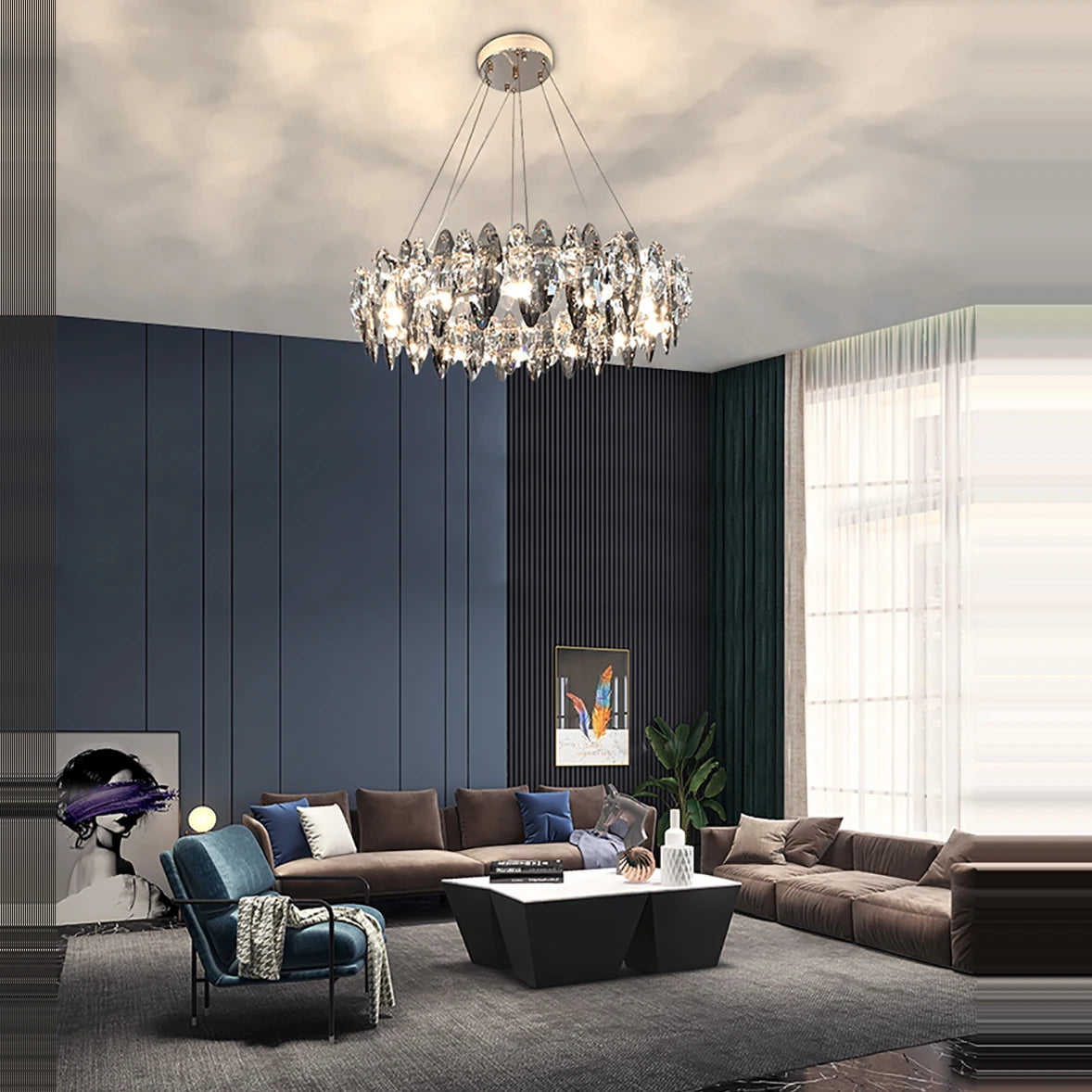 Trendy LED Crystal Chandelier for Living Room & Interior Spaces