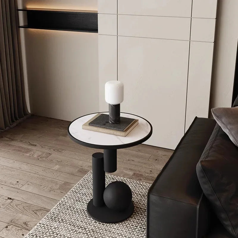 Nordic Luxury White Marble Round Side Coffee Table