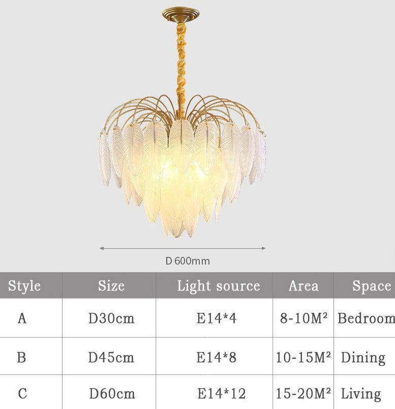 Sleek LED Chandeliers: Nordic Feather Pendant for Dining & Living - Modern Lighting