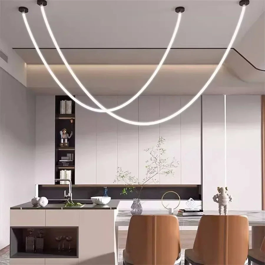 Silicone Long Tube LED Chandelier for Modern Spaces
