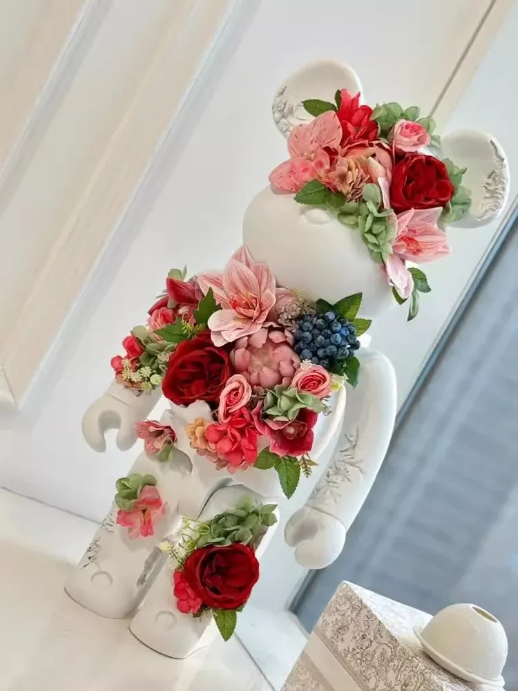 Creative Cartoon Bear Sculpture – Nordic Home Décor Animal Figurine for Modern Interiors