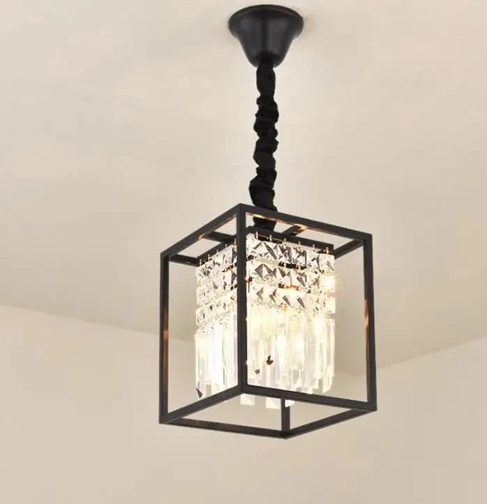 Stylish Small Crystal Chandelier Gold & Black Lustre Lighting for Bedroom & Study