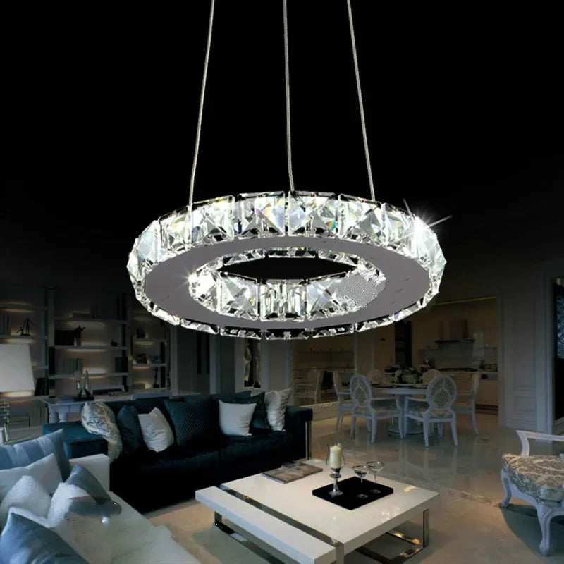 Sleek 200mm Crystal Ring Lamp for Offices & Small Spaces