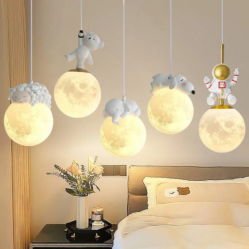 Adorable Bear Moon, and Astronaut Chandelier for Boys and Girls