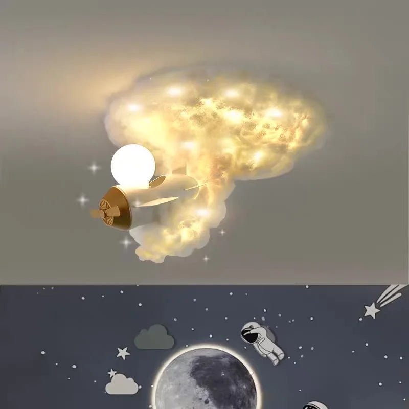 Cloud & Rocket Ceiling Lamp Perfect for Study, Bedroom & Playroom