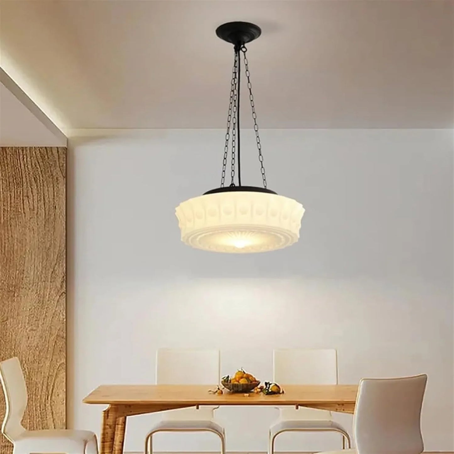 Stylish Creamy Glass Chandelier Ceiling Fixture for Home