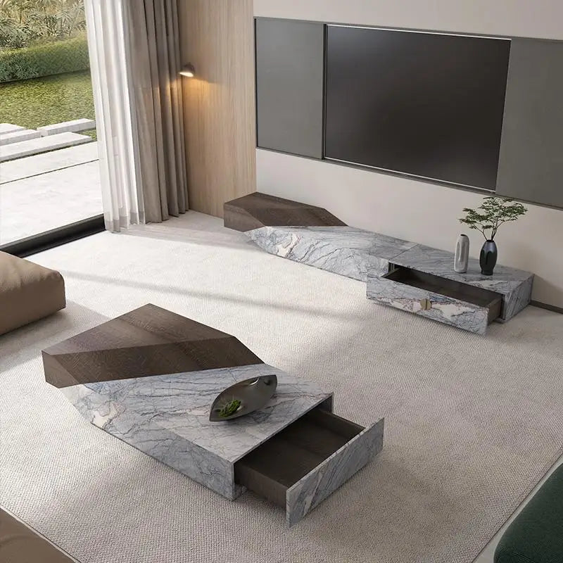 Eco-Friendly Italian Designer Coffee Table – Minimalist Natural Travertine Centerpiece